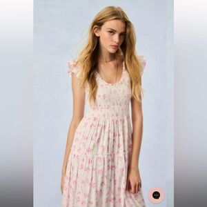 LoveShackFancy Chessie Heirloom Print Cotton Maxi Dress in Sterling Dust